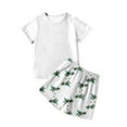 thumbnail image 1 of Rovga Tenues pour Garçons Adolescents 9-10 Ans Ensemble de Pyjamas à Manches Courtes Col Rond Tee-Shirt et Shorts Légers pour Usage Quotidien Blanc, 1 of 7