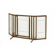 Richell Premium Plus Freestanding Pet Gate with Door Brown 34 - 63" x 26 - 20.5" x 32"