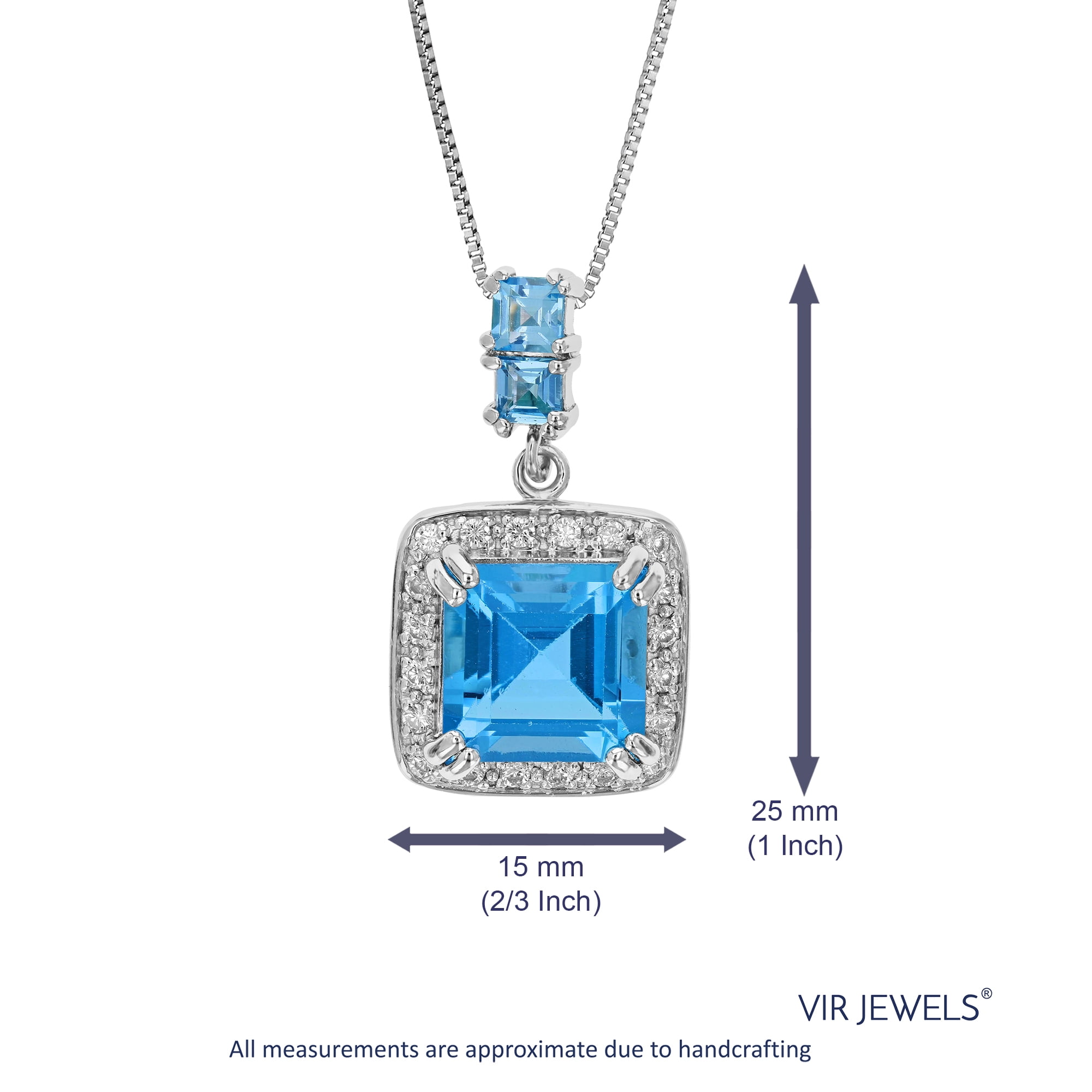 Vir Jewels 4.30 CTTW Swiss Blue Topaz Pendant Necklace for Women in Sterling Silver December