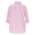 thumbnail image 4 of VEKDONE Womens Plus Size Button Down Shirt Long Sleeve Stripe Lapel Blouse Cotton Linen Loose Open Front Tops Fall Casual Lightweight Work Shirts, 4 of 8