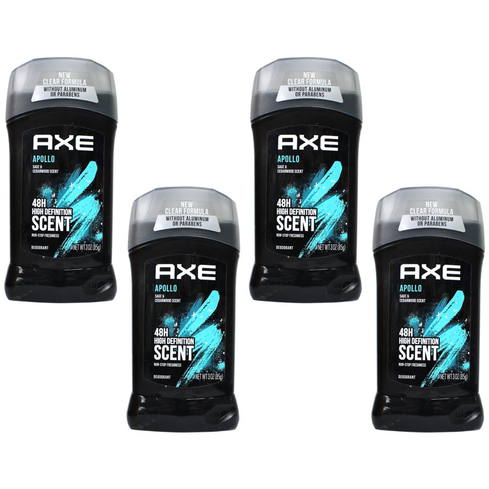 4 Pack AXE Deodorant Stick, Apollo Fresh, 3 Ounce Each