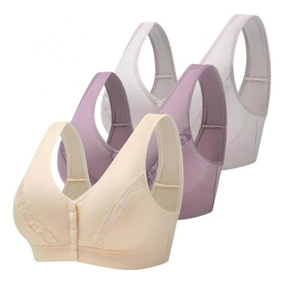 FhsagQ Bra Women Bras Dress with Sleeves 3 Pack Elderly Women Button Front Closure Bras Seamless Cotton Everyday Soft Cup Bras for Women Crotchless Plus Size Purple 42