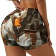 thumbnail image 1 of Balery Cartoon Scottish Duck Pantalones cortos de entrenamiento estampados para mujer, sin costuras, ajustados, para gimnasio, yoga, correr, deportes, ejercicio activo, fitness.-Large, 1 of 8