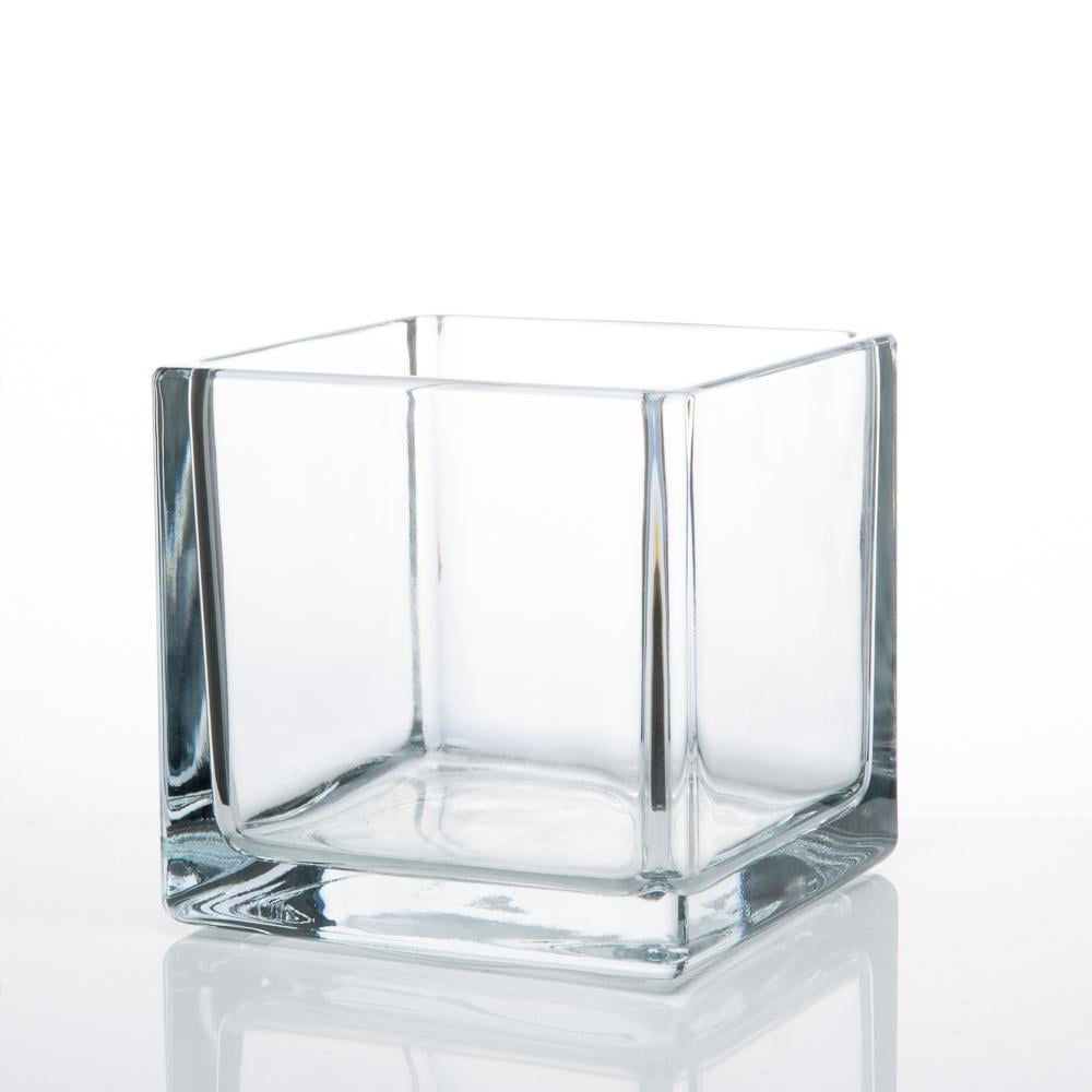 4x4x4" Clear Glass Cube Vase Flower Candle Centerpiece Home Event Decor 