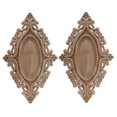 thumbnail image 1 of Unpainted European Clear Wood-Carved Applique Onlay Picture Frame Discs Decor Wooden for Wedding Door Home 25 x 15cm, 1 of 5