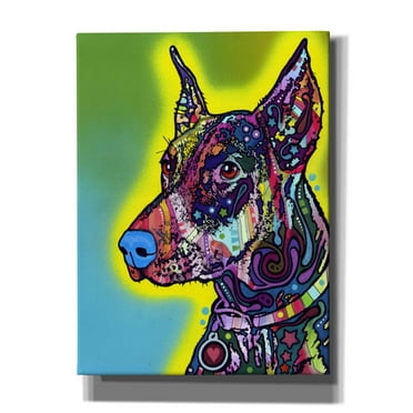 Epic Graffiti 'Doberman' by Dean Russo, Giclee Canvas Wall Art, 40"x54"