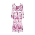 thumbnail image 4 of ESSSUT Robes pour Femmes Élégantes Col en V Imprimé Taille Haute Tendances Robe Ample Rose m, 4 of 5