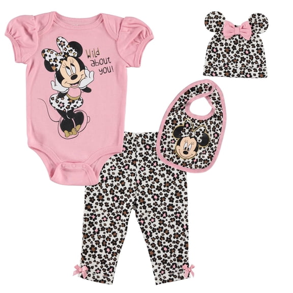 Set de disfraz de Minnie Mouse de Disney para bebés recién nacidos de 3 a 6 m, 4 unidades