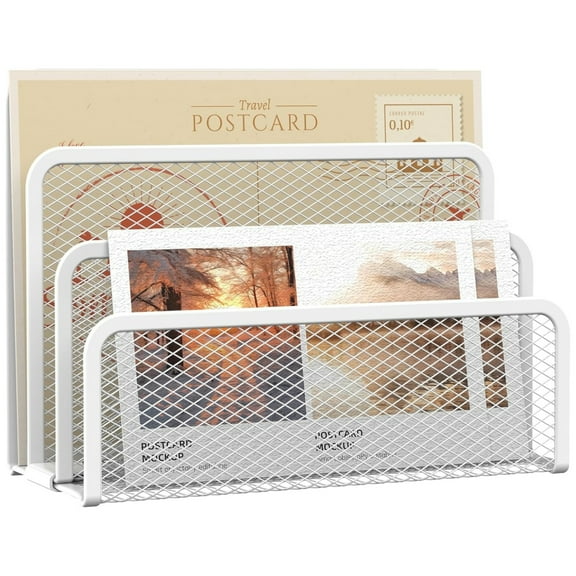 INTIGE Mail Organizer, Desktop File Organizer Mesh Metal Mail Holder Countertop with 3-Slot, Letter Sorter File Holder