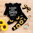 thumbnail image 2 of LNMQLPDBS 3PCS Newborn Infant Baby Girl Clothes Sunflower Print Ruffle Infant Baby Letter Outfits Girls Outfits Set Floral Summer Outfits Long Sleeve Romper Pants with Headband Toddler Girl Clothes, 2 of 9