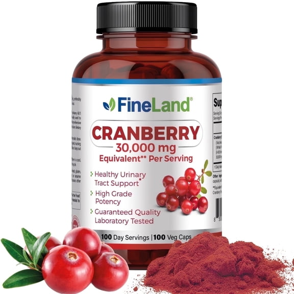 Fineland Vitamins Cranberry Extract Vegan Gluten-Free Capsules 100 Count