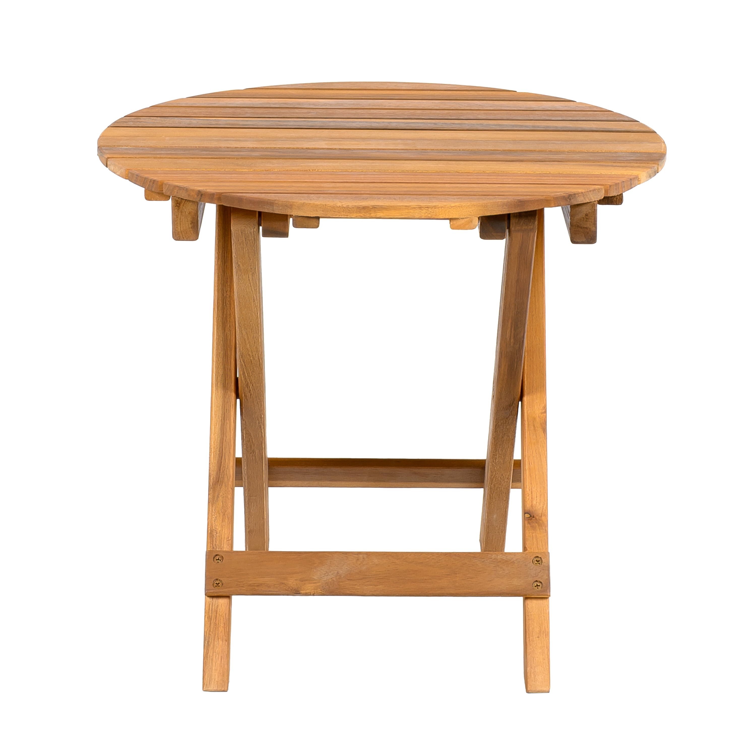 No Assembly Foldable Adjustable Acacia Wood Side Table with Teak Finish, 17.75-27.6"L Expandable End Table Indoor Outdoor Supports 175LBS for Patio Sofa Bedside
