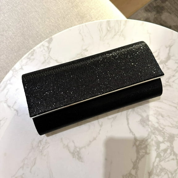 Girl Black Envelope Clutch Bag, Women's Black Envelope Evening Clutches Wedding And Party Purse- Black