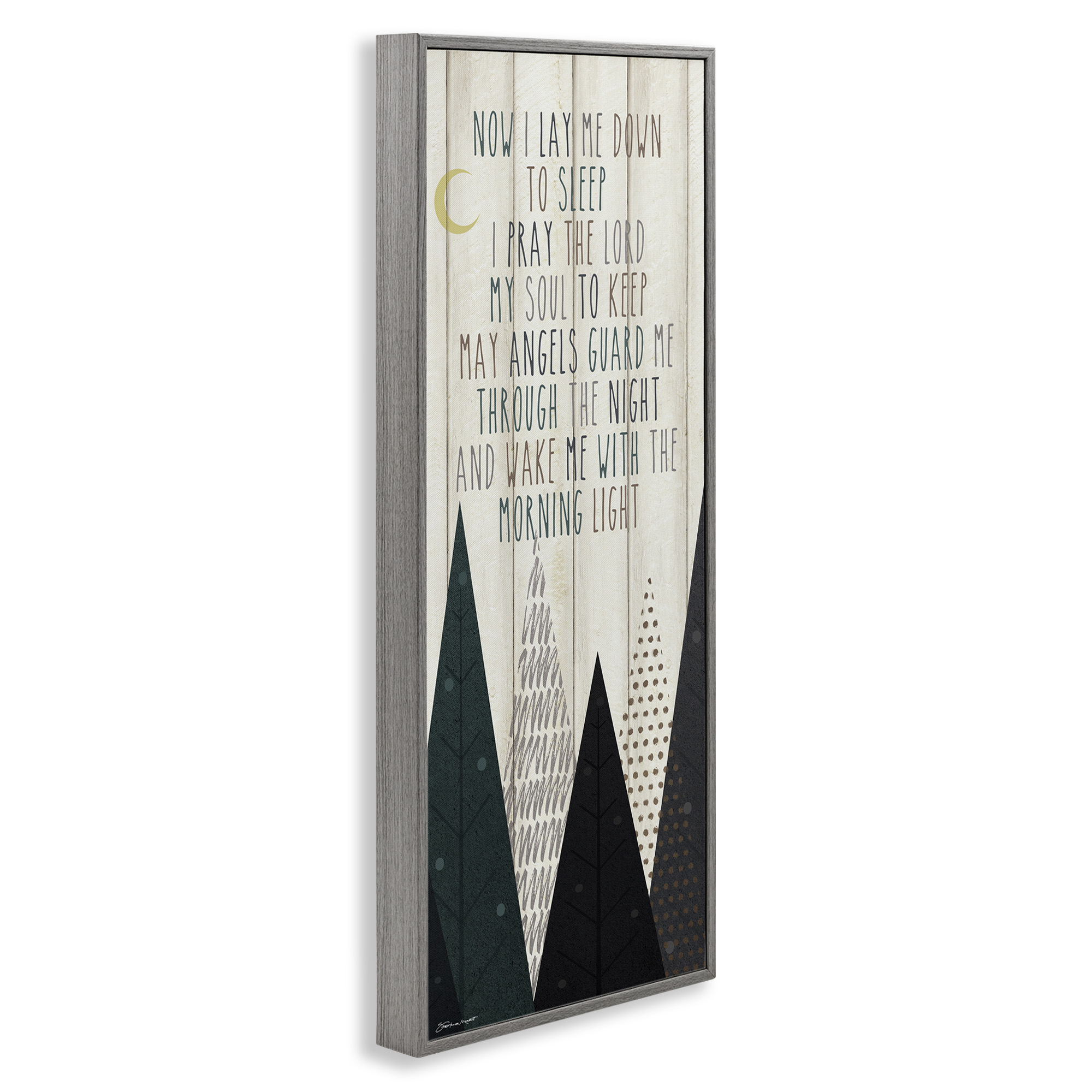 Stupell Industries Bedtime Forest Poem Art for Kids Painting Gray Framed Art Print Wall Art, 10 x 24