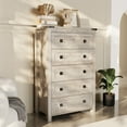thumbnail image 2 of Keywhat Farmhouse 5 Drawer Dresser for Bedroom, Chest of Drawers Wood Organizer for Living Room, Light Rustic Oak, 2 of 7