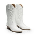 thumbnail image 5 of Mid Calf Cowgirl Boots Women Western Style Embroidered Stitching Pointed Toe Slip On Lightweight for Everyday Wear and Riding, 5 of 7