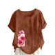 thumbnail image 1 of Camisetas de Manga Corta para las Mujeres Impreso Botón de Manga Corta Camiseta Blusa Poliéster, Ropa Casual Mirar Superior para las Mujeres, 1 of 4