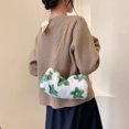 thumbnail image 4 of Sywqhk Bonito Bolso De Hombro Con Cilindro De Flores Para Mujer, Cadena De Invierno, Monedero De Felpa (Verde) Sywqhk Para estrenar, 4 of 9