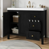 Uforic 42'' Modern Bathroom Vanity with Sink Combo, Freestanding Bathroom Storage Cabinet with Drawers & Doors, Black