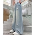 thumbnail image 5 of YUEHUA pull on jeans for girls size 12, Kids Girls Jeans Distressed Elastic Waist Baggy Denim Wide Leg Pants Trousers, 5 of 8