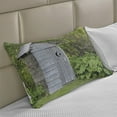 thumbnail image 2 of Outhouse Knitted Quilt Pillowcover, Vintage Farm Life Cottage Barn Shed in Forest Trees Leaves Picture, Standard King Size Pillow Cover for Bedroom, 36" x 20", Pale Grey and Fern Green, by Ambesonne, 2 of 2