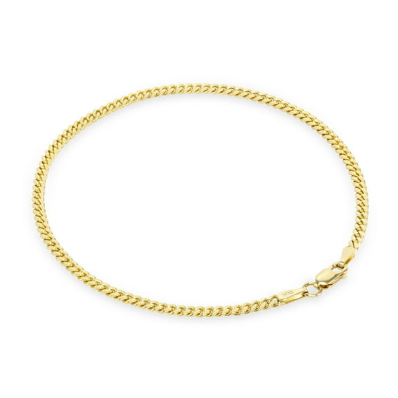 Nuragold 14k Real Yellow Gold Solid Miami Cuban Link 2.7mm Chain Bracelet or Anklet (7"-9") Italian Jewelry for Men & Women