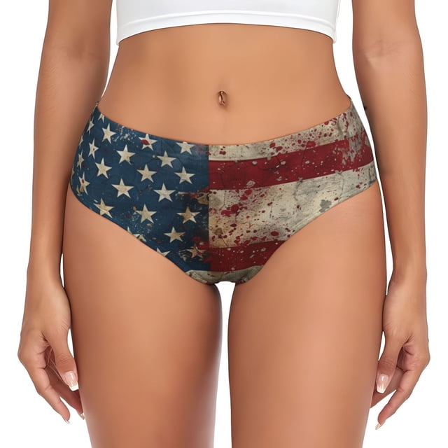 Balery American Flag1 Ropa Interior de Algodón para Mujer con Dibujo – Braguitas Cómodas y Elásticas, Estilo Clásico-Small