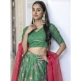 thumbnail image 4 of Janasya Women's Green Crepe Silk Digital Floral Printed Skirt Blouse With Scarf, 4 of 5