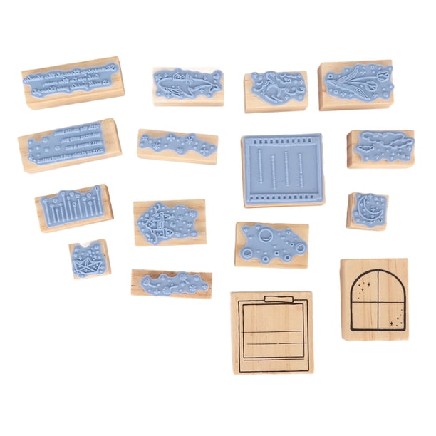 Juego de Sellos de Goma de Madera ANGGREK Impresión Transparente Cuadrado Rectangular