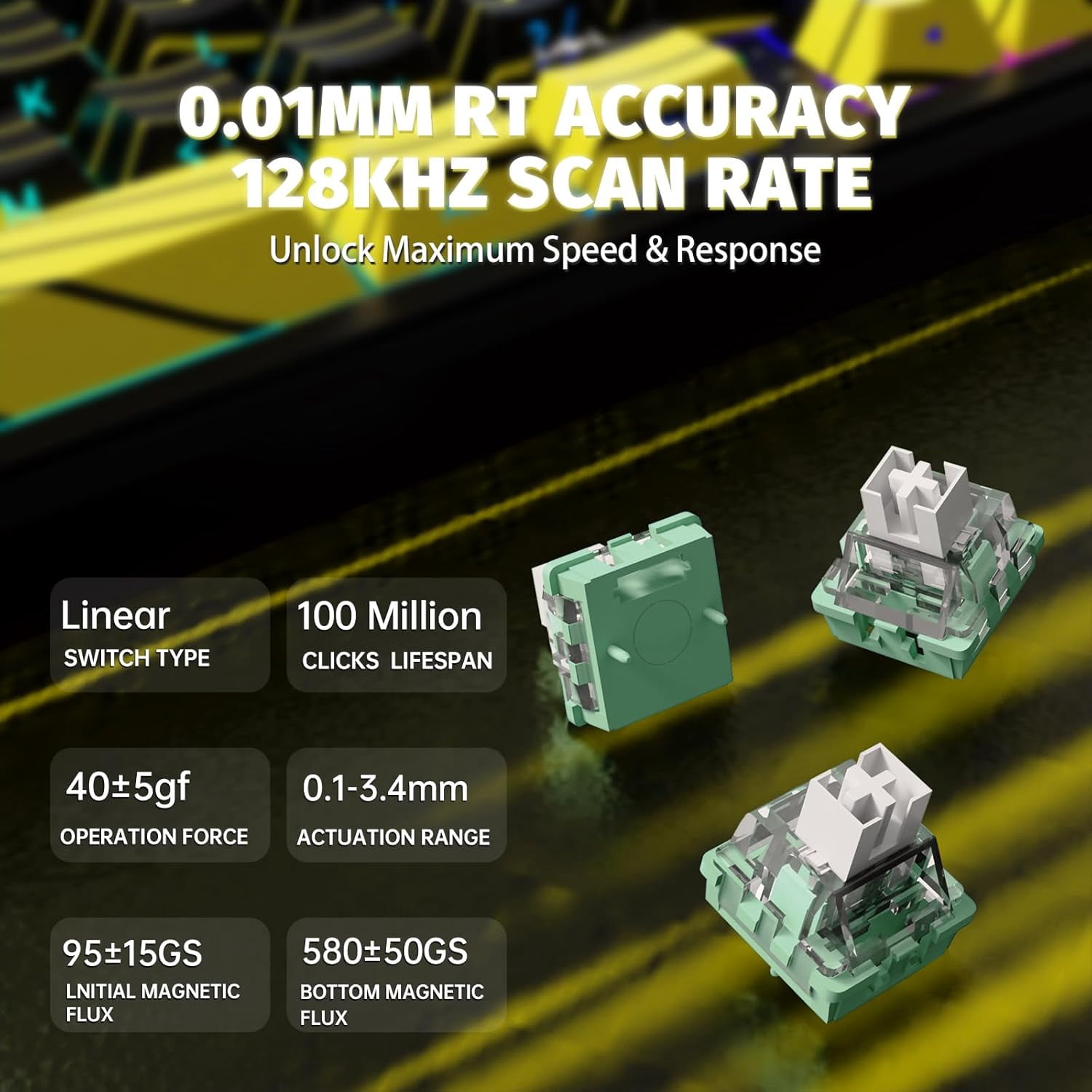 ATTACK SHARK X65PRO HE Rapid Trigger Magnetic Switch Keyboard with X11 Ultralight Mouse, Tri-mode Wireless Keyboard and Mouse Combo, 0.01mm RT Accuracy, 8K Polling Rate, 22K DPI - Yellow