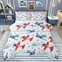 Castle Fairy Cute Cute Plane Aircraft Bedding Comforter Set 2pcs for Preppy Child,Transportation Theme Twin Comforter Sets Microfiber,Starry Sky Breathable Bedding Set,Microfiber Bedroom Decor