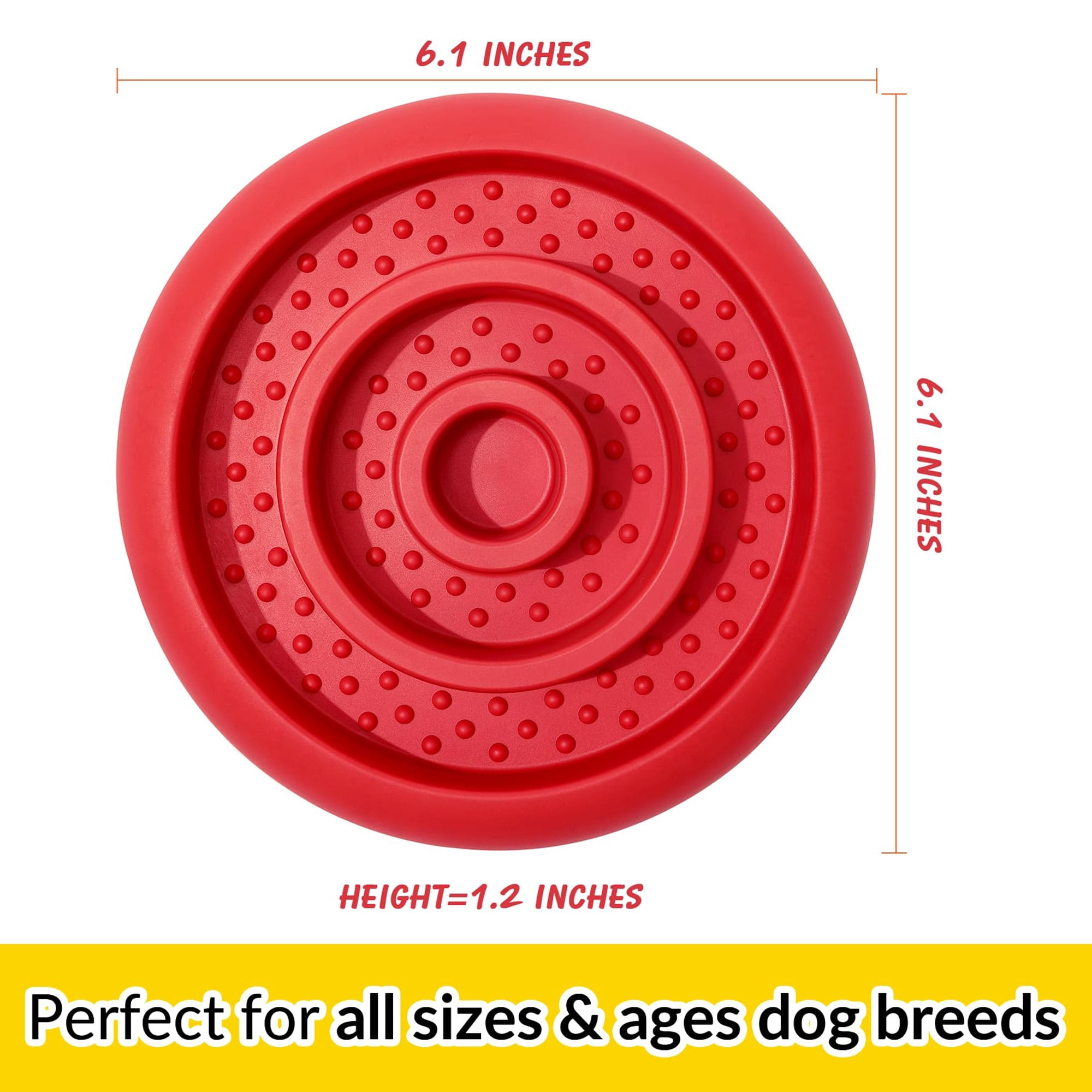 Slow feeder lick mat for dogs,durable natural rubber interactie enrichment toy,keeps dogs busy with frozen treats,promotes eating habits and reduces stress,perfect for medium and large breeds, red
