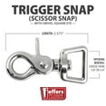 thumbnail image 3 of Jeffers Trigger Snap Clip 2.5" with Swivel Square Eye – Nickel Plated for Rope, Pet Leash, Keychain, DIY, Camping, Tools – 5/8" 1 Pack, 3 of 5