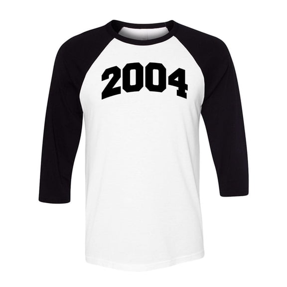 2004 College Style Three-Quarter Raglan Sleeve Baseball Shirt Unisex X-Small White/Black