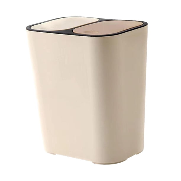 Cubo de basura de cocina, cubo de basura doméstico, cubo de basura con tapa a presión beige