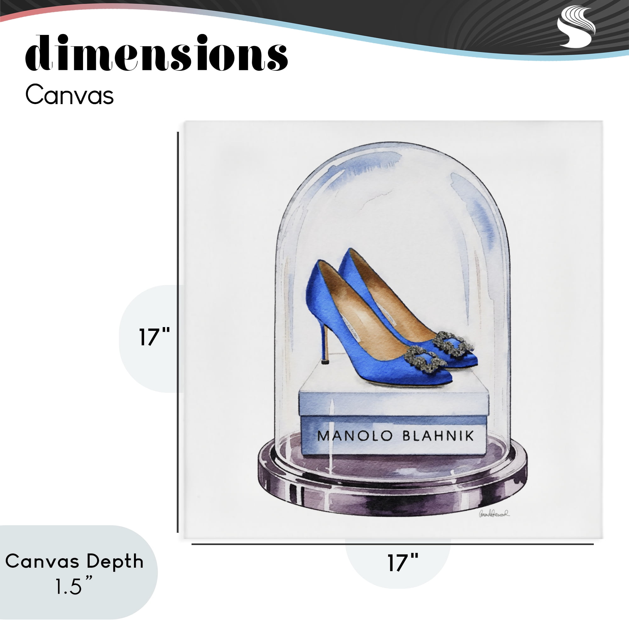 Stupell Industries Blue Heels in Bell Jar Canvas Wall Art, design by Amanda Greenwood