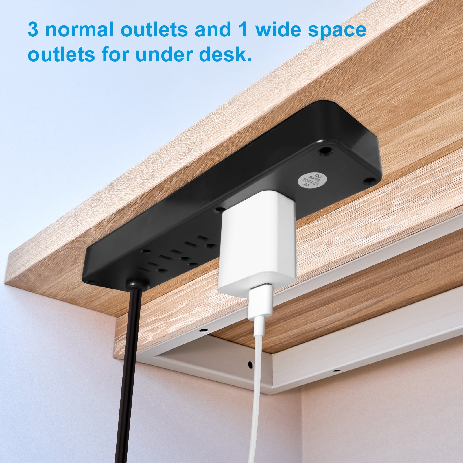 8 Outlets Double Side Recessed Power Strip with USB C PD 20W, Flush Mount Fast Charge Desktop Power Extender Built in Under Desk Multiple Power Outlets Flat Plug for Furniture Table Conference