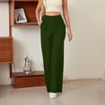 thumbnail image 5 of HKYNLAG Women's High Waist Ribbed Flare Leggings Loose Yoga Pants Casual Workout Comfy Wide Leg Trouser Dark Green M, 5 of 9