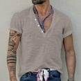 thumbnail image 1 of Shirts for Men, Mens Solid Color Fallow Button Round Neck Sports Short Sleeve Shirt, 1 of 6