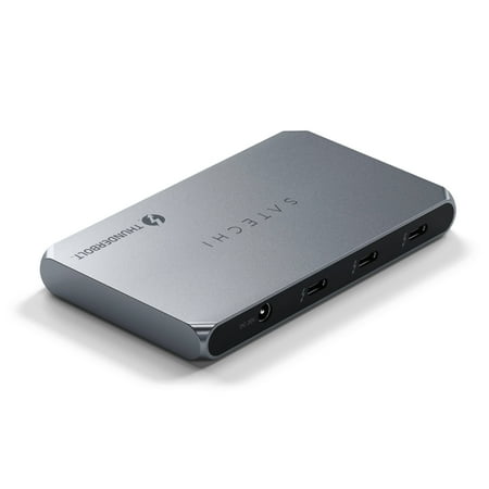Satechi - Thunderbolt 4 Slim Hub 5-in-1 - USB-C 60W, Single 8k or Dual 4K Display, 4 Thunderbolt 4 Ports, USB 3.2 Gen2 - Space Gray