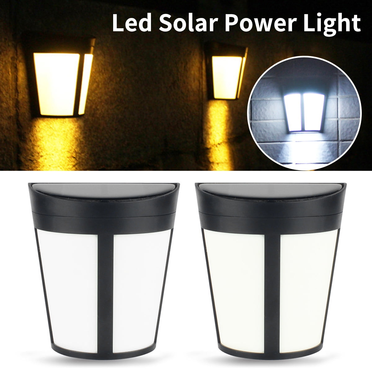 Details about   2 STEEL SOLAR POWERED LED WALL LIGHT FENCE LAMP OUTDOOR GARDEN LI #K