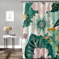 thumbnail image 2 of BCIIG Abstract Boho Floral Botanical Shower Curtain, Bohemian Mid Century Morden Teal Decor Bathroom Curtains, Waterproof Fabric Shower Curtains Set with Hooks, 2 of 6