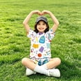thumbnail image 4 of Grblisyd Girls Summer 2 Piece Outfits Casual Kids Lounge Sets Shorts Sleeve Tops and Elastic Waist Shorts, 4 of 5