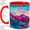 Red, variant on Aurora Mountain Coffee Mug, Stained Glass Forest Lake Art, Nature Decor