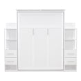 thumbnail image 6 of Solid Wood Bed Frame Murphy Bed Wall Bed with Shelves, Drawers and LED Lights, Platform Bed Frame, Mid Century Bedframe, Wood Foundation(White, Queen), 6 of 9