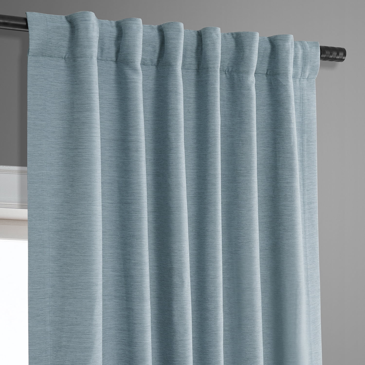 Half Price Drapes Gulf Blue Bellino Textured Faux Linen Room Darkening Curtains For Bedroom & Living Room Curtains(1 Panel), Curtains 63 Inches Long, 50W X 63L