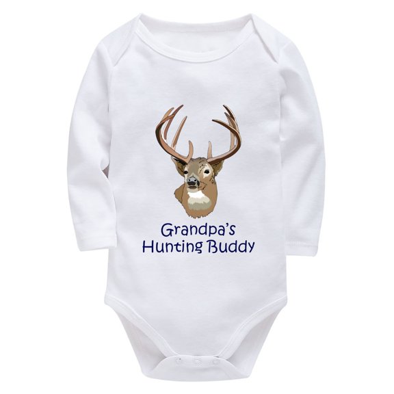 Grandpa's Hunting Buddy Newborn Boy Romper Outfits Long Sleeve Baby Girl Going Home Outfit White 18 Month Romper Boy