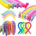 thumbnail image 2 of 1-6 piezas de divertidos juguetes antiestrés con forma de unicornio, con forma de gusano, cuerda elástica de TPR, para aliviar el estrés y el autismo, 2 of 5