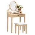 thumbnail image 4 of Wood Vanity Table with Mirror, Stool and 3 Storage / Useful for Bedroom Cosmetic Display, 4 of 4