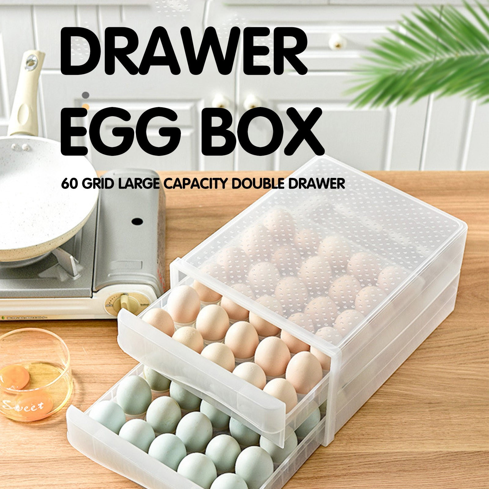 Clearance 30 Count Plastic Egg Cartons - Bulk Cheap Clear Reusable Egg Containers for Chicken Eggs,Eggs Storage Box Food Container Eggs Refrigerator Storage Box Household